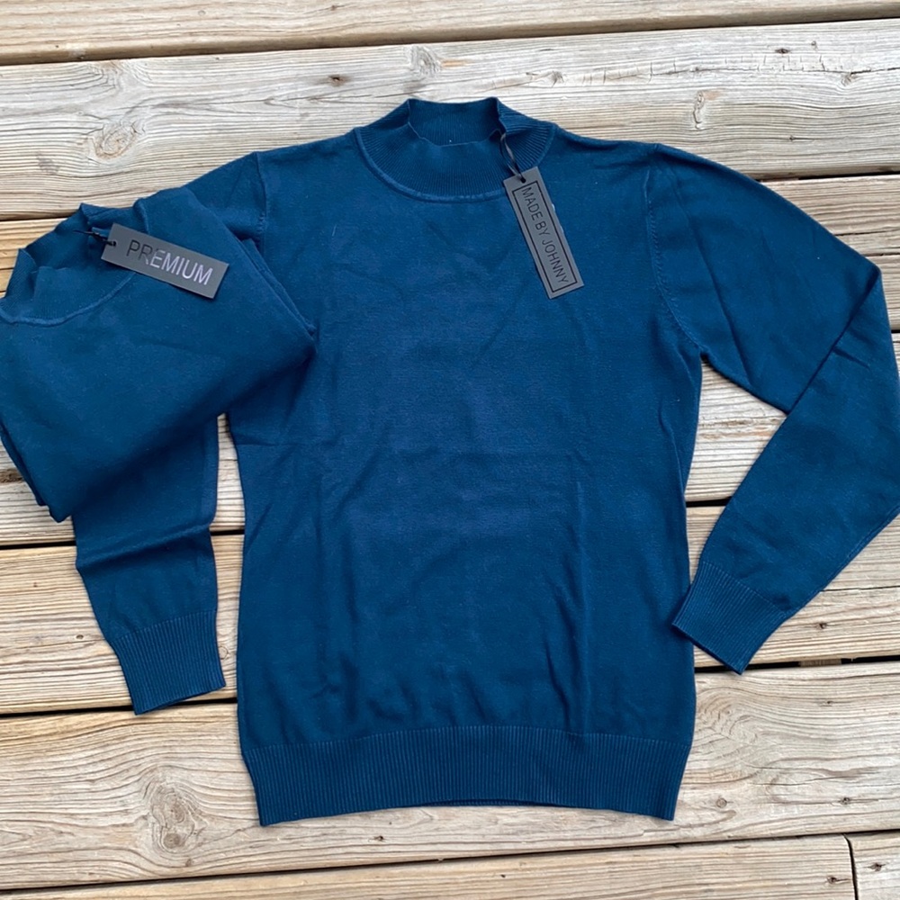 Johnny- Blue Sweater/ Mid Turtle Neck Shirt